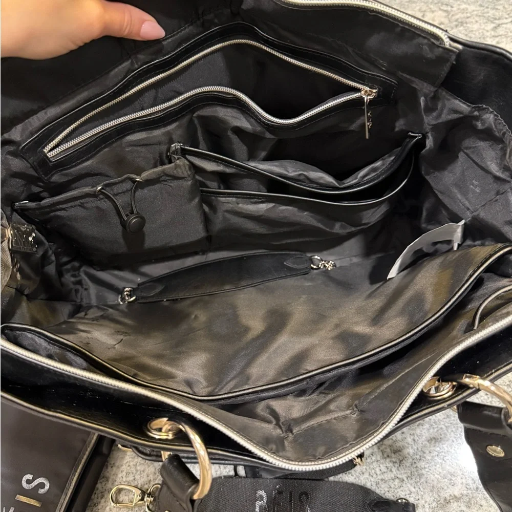 BEIS Black and Tan Convertible Tote with Straps
